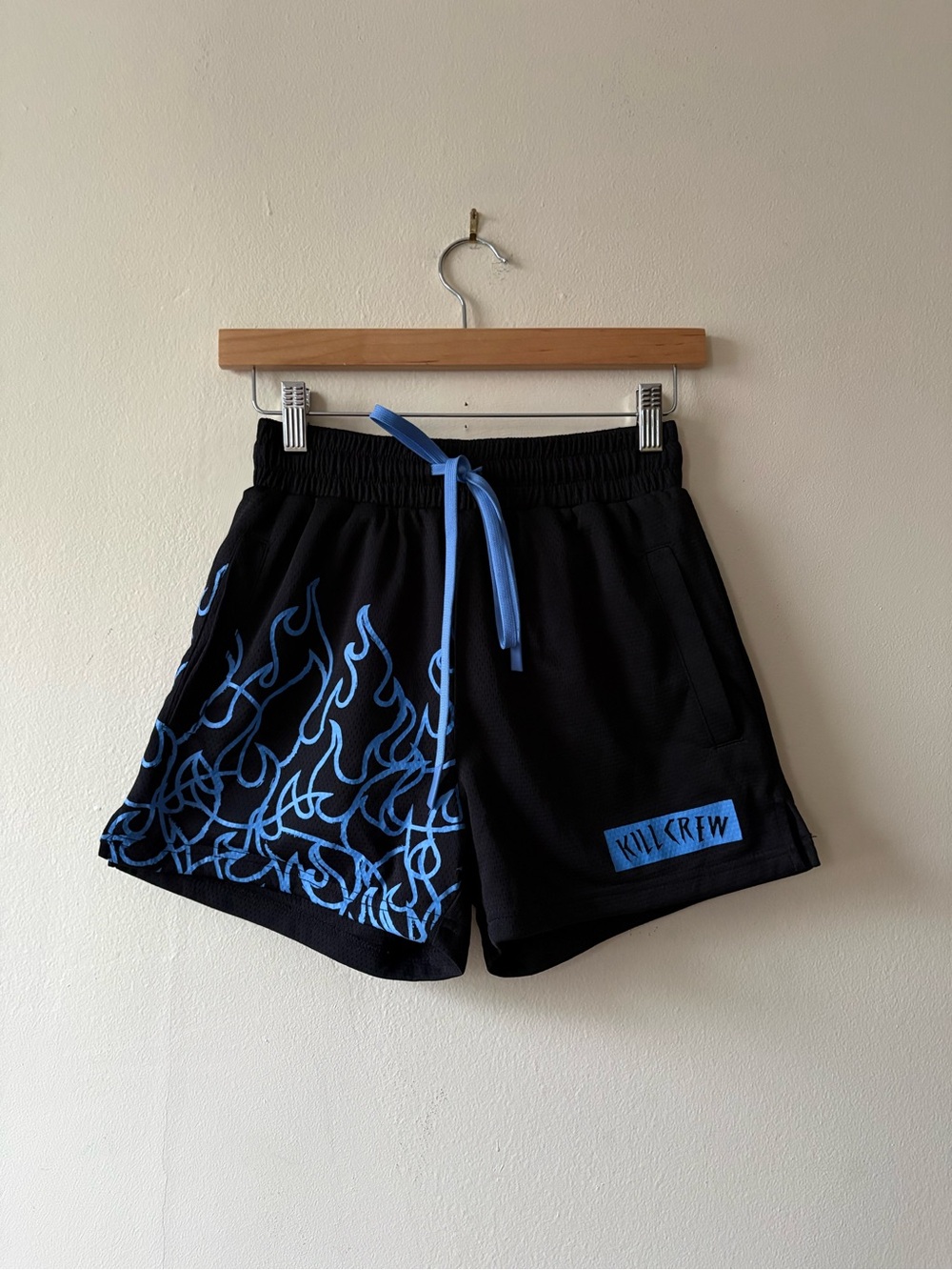 Kill Crew Black & Blue Flame Men's Athletic Shorts - XS